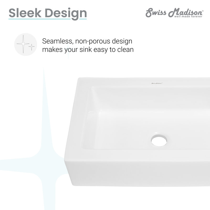 Swiss Madison Voltaire Ceramic Rectangular Vessel Bathroom Sink